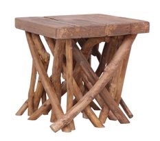 Table basse carrée bois massif recyclé et pieds teck foncé Aquadi