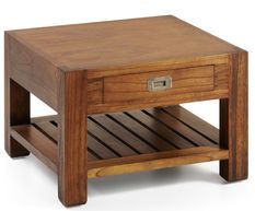 Table basse carrée en bois massif de Mindy 1 tiroir Orka 60 cm
