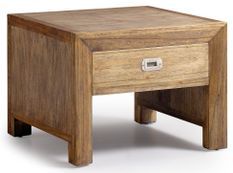 Table basse carrée en bois massif de Mindy naturel 1 tiroir Mazari 60 cm