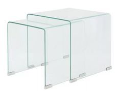 Table basse carrée verre trempé transparent Niu - Lot de 2