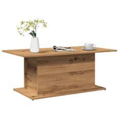 Table basse chêne artisanal 102x55,5x40 cm bois d'ingénierie