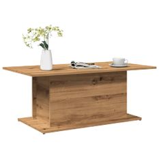 Table basse chêne artisanal 102x55,5x40 cm bois d'ingénierie