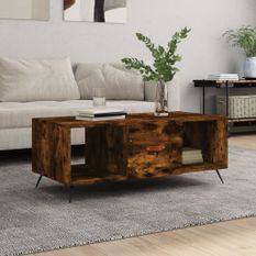 Table basse chêne fumé 102x50x40 cm bois d'ingénierie
