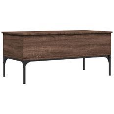 Table basse chêne marron 100x50x45cm bois d'ingénierie et métal