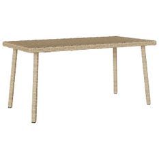 Table basse de jardin rectangulaire beige 80x40x37 cm rotin