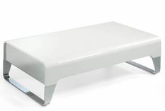 Table basse design laqué et acier chromé Romy 120 cm