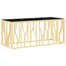 Table basse doré 110x45x45 cm acier inoxydable et verre