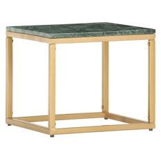 Table basse effet marbre vert et pieds métal doré Ynoa 40 cm