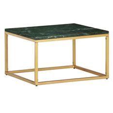 Table basse effet marbre vert et pieds métal doré Ynoa 60 cm