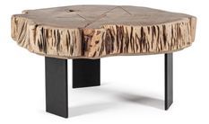 Table basse en bois d'acacia et pieds acier Kera L 70 cm