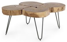 Table basse en bois d'acacia et pieds acier noir Tal L 90 cm