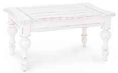 Table basse en bois de manguier blanc patiné Kolita 90 cm