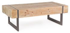 Table basse en bois de sapin et pieds acier noir Garty 120 cm