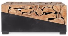 Table basse en racines de teck et acier noir Greka 100 cm