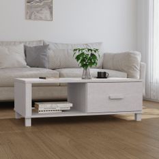 Table basse HAMAR Blanc 100x55x35 cm Bois massif de pin