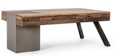Table basse industrielle bois de manguier recyclé et acier noir Kramer 118 cm