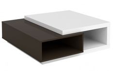 Table basse bois laqué blanc et anthracite Koyd 100 cm
