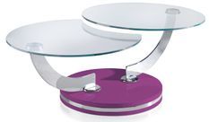 Table basse laquée violet articulée avec mécanisme pivotant synchronisé Modena