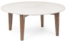 Table basse marbre blanc et marron Sylvie D 75 cm