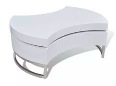 Table basse modulable bois blanc brillant et métal chromé Snook