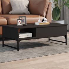 Table basse noir 100x50x35 cm bois d'ingénierie et métal