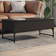 Table basse noir 100x50x40 cm bois d'ingénierie et métal