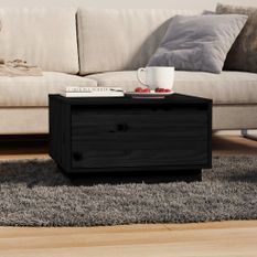 Table basse Noir 55x56x32 cm Bois massif de pin