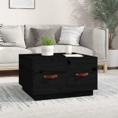 Table basse Noir 60x53x35 cm Bois massif de pin