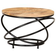 Table basse Noir 60x60x40 cm Bois massif de manguier brut
