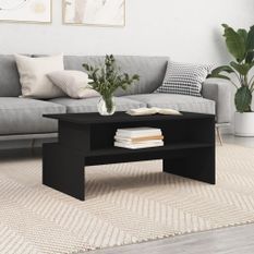 Table basse noir 90x55x42,5 cm bois d'ingénierie