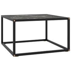 Table basse Noir avec verre marbre noir 60x60x35 cm