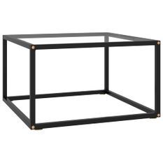 Table basse Noir avec verre trempé 60x60x35 cm