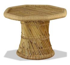 Table basse octogonale bambou et jute clair Kaidi