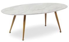 Table basse ovale bois effet marbre et métal doré Rama