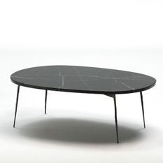 Table basse ovale marbre et pieds métal noir 100 cm