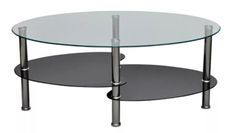 Table basse ovale verre trempé et métal chromé Kyrah