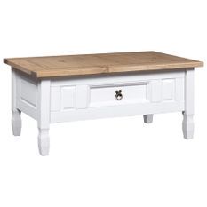 Table basse Pin mexicain Gamme Corona Blanc 100x60x45 cm