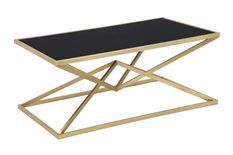 Table basse Piramide métal doré verre noir design luxe