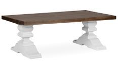 Table basse provençale bois massif de mindi blanc et marron Kirest 130 cm