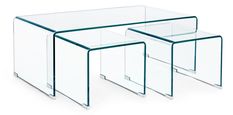 Table basse rectangle transparent en verre Iris - Lot de 3