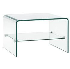 Table basse rectangulaire 2 plateaux verre trempé transparent Niu