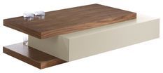 Table basse rectangulaire bois de noyer et MDF bicolore Lofia 2