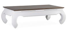 Table basse rectangulaire bois massif de mindi blanc et marron Orpirest 125 cm