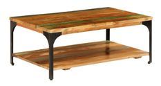 Table basse rectangulaire bois massif recyclé et métal noir Boust