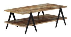 Table basse rectangulaire bois massif recyclé et métal noir Louane 2