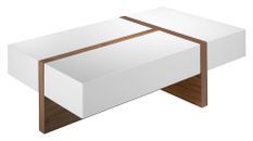Table basse rectangulaire bois plaqué de noyer bicolore Circé