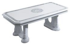 Table basse rectangulaire bois vernis laqué brillant blanc et gris Vinza 130 cm
