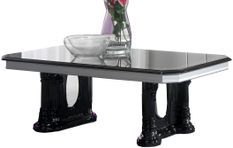 Table basse rectangulaire bois vernis laqué brillant noir et gris Vinza 130 cm