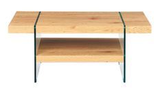 Table basse rectangulaire bois chêne clair et verre Neena