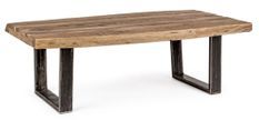 Table basse rectangulaire en bois d'acacia sur 2 pieds acier noir Kadone 120 cm